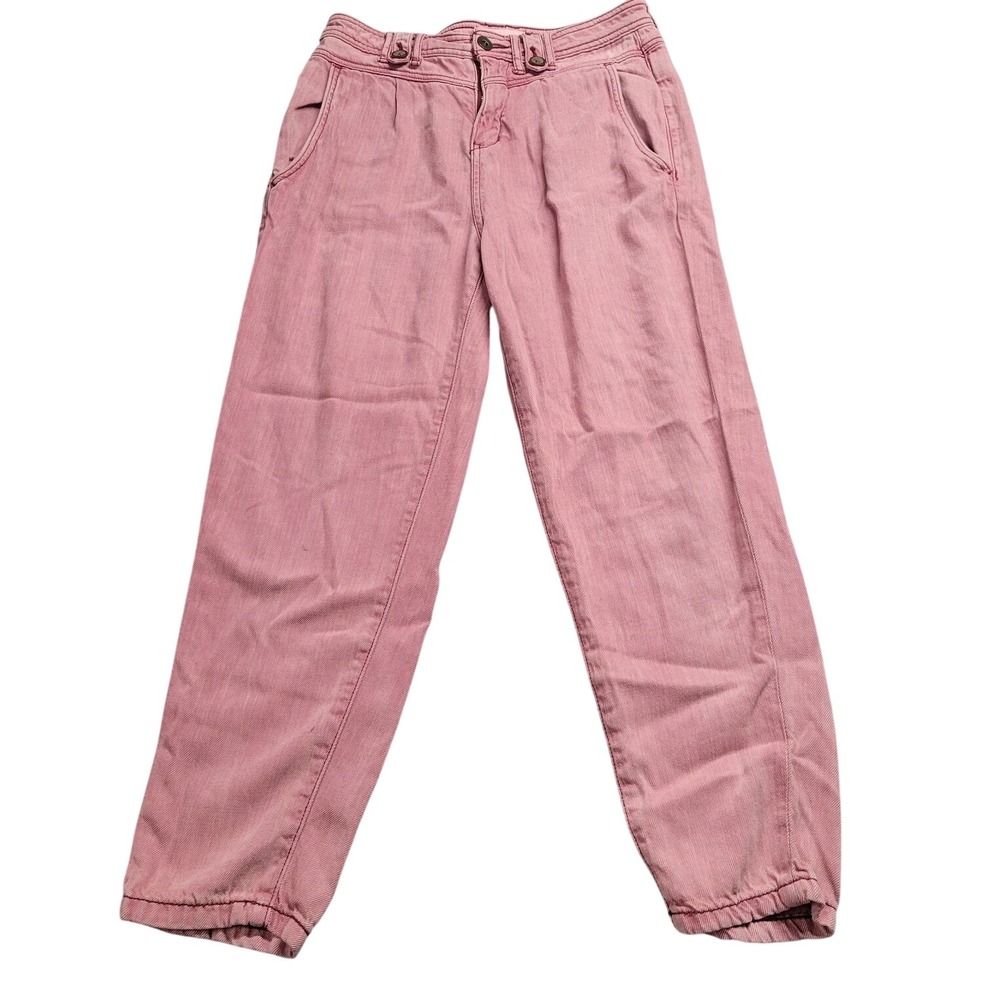Anthropologie Pink Utility Jogger Pants High Rise Elastic Cuff Size 26P